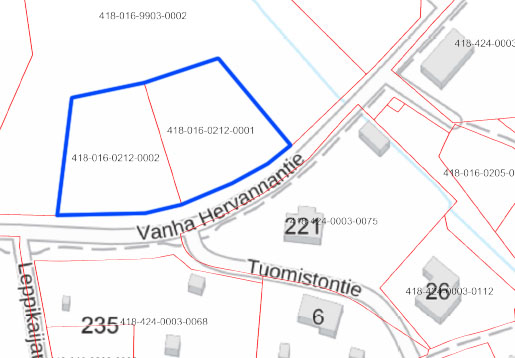 Anniston Y-tontin asemakaavamuutoksen rajaus kartalla