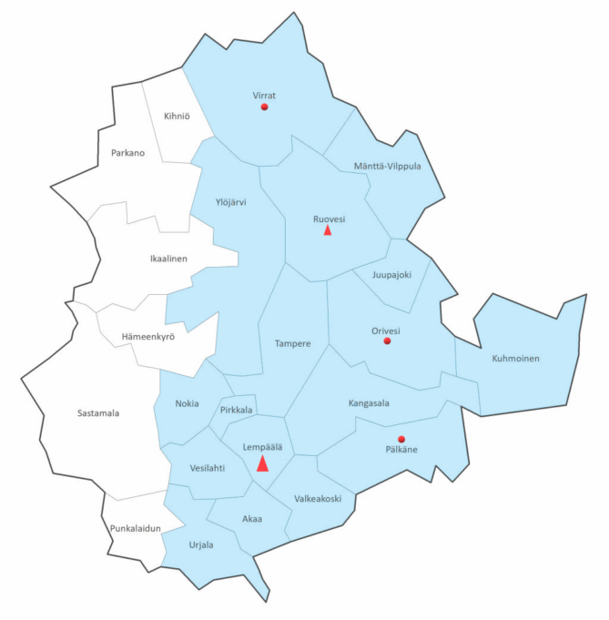 Pirkanmaan kartta.